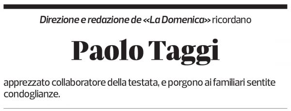 Annuncio funebre Paolo Taggi