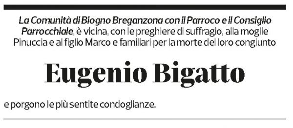 Annuncio funebre Eugenio Bigatto