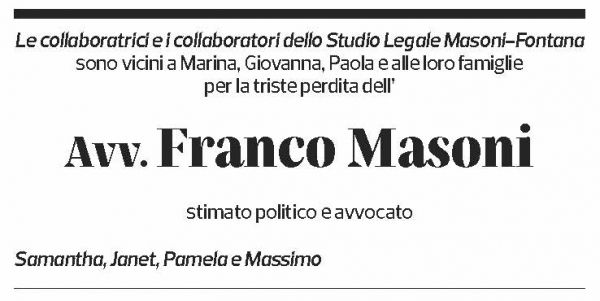 Annuncio funebre Franco Masoni