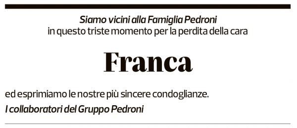 Annuncio funebre Franca Pedroni