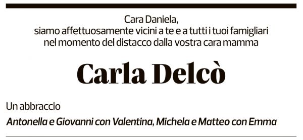 Annuncio funebre Carla Delcò