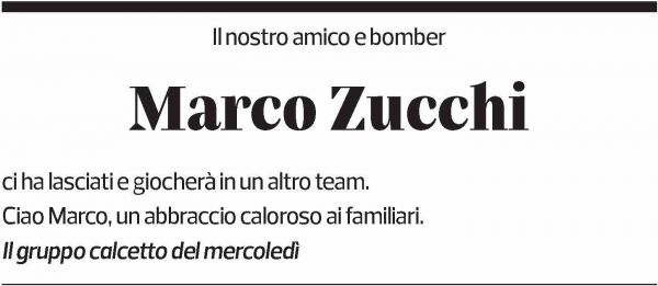 Annuncio funebre Marco Zucchi