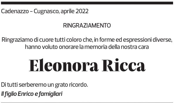 Annuncio funebre Eleonora Ricca