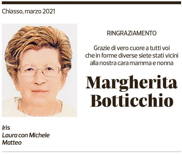 Annuncio funebre Margherita Botticchio