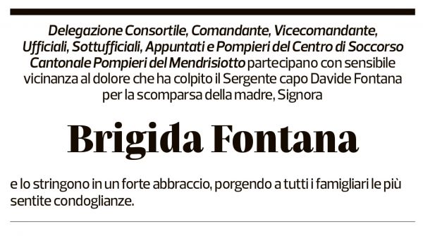 Annuncio funebre Brigida Fontana
