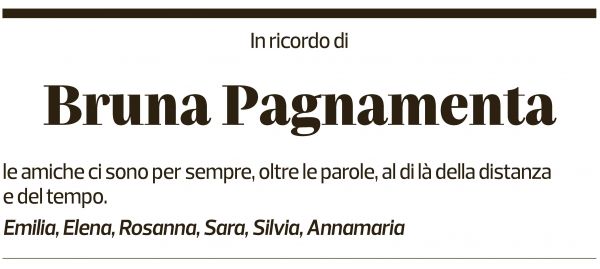Annuncio funebre Bruna Pagnamenta