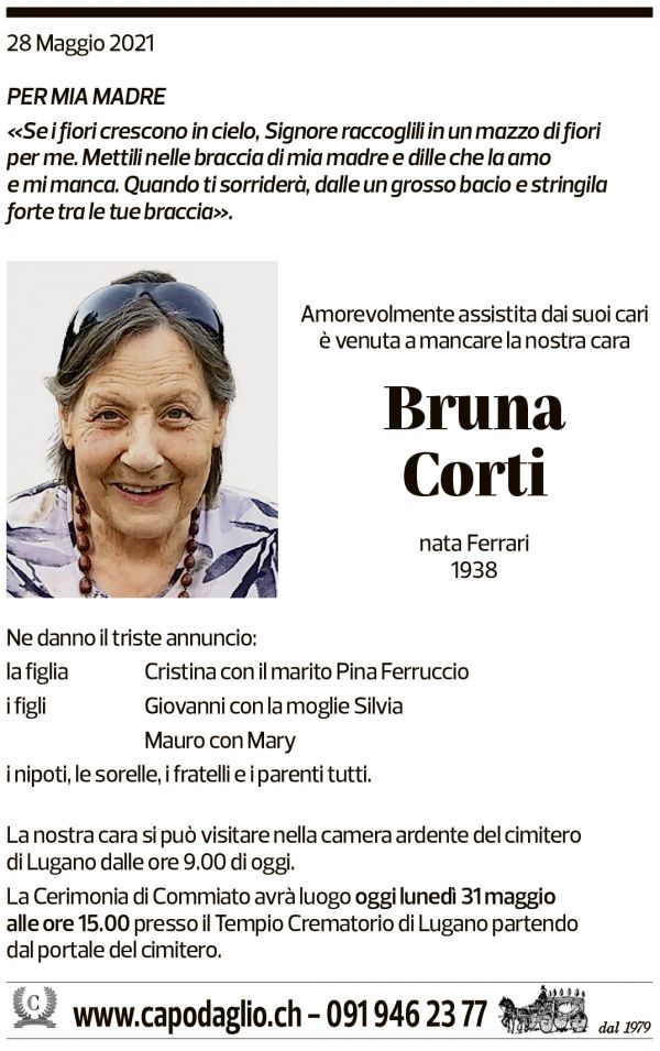 Annuncio funebre Bruna Conti