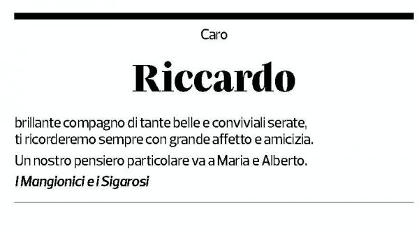 Annuncio funebre Riccardo Zanon