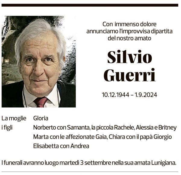 Annuncio funebre Silvio Guerri