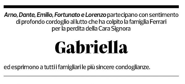 Annuncio funebre Gabriella Clelia Antonia Ferrari