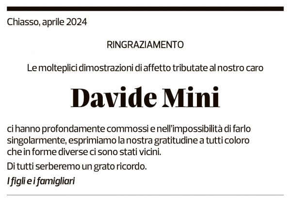 Annuncio funebre Davide Mini