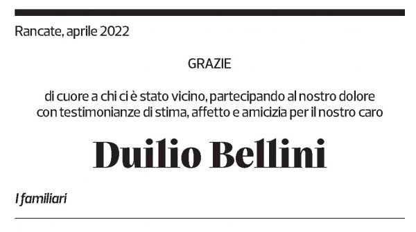 Annuncio funebre Duilio Bellini