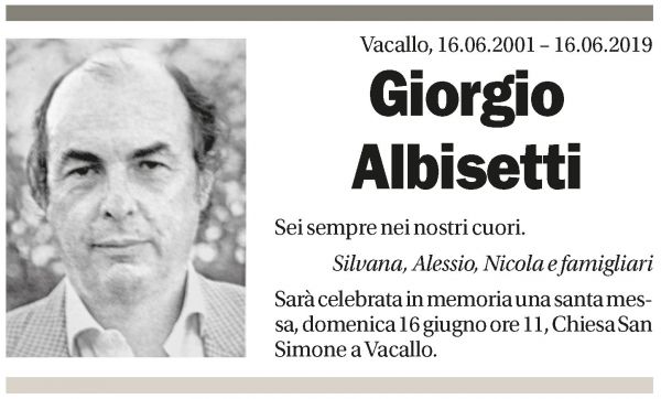 Annuncio funebre Giorgio Albisetti