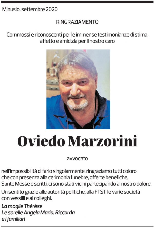 Annuncio funebre Oviedo Marzorini