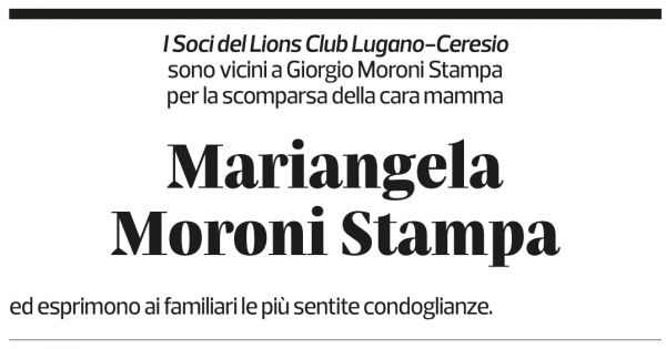 Annuncio funebre Mariangela Moroni Stampa