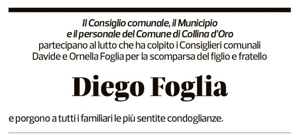 Annuncio funebre Diego Foglia