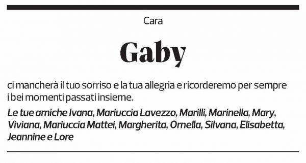 Annuncio funebre Gabriella Menzi