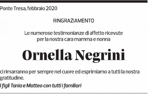 Annuncio funebre Ornella Negrini
