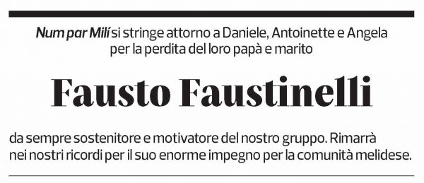 Annuncio funebre Fausto Faustinelli