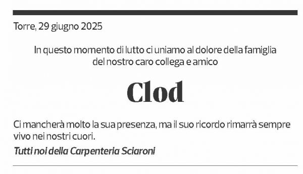 Annuncio funebre Clod 