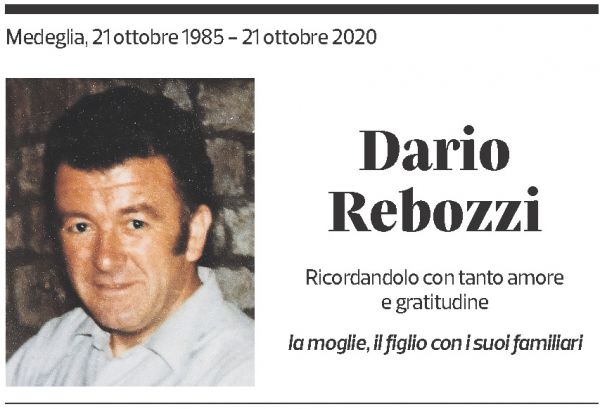 Annuncio funebre Dario Rebozzi