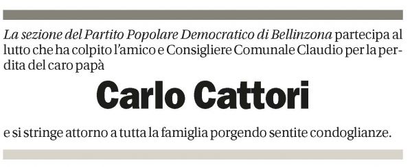 Annuncio funebre Carlo Cattori