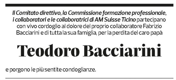 Annuncio funebre Teodoro Bacciarini
