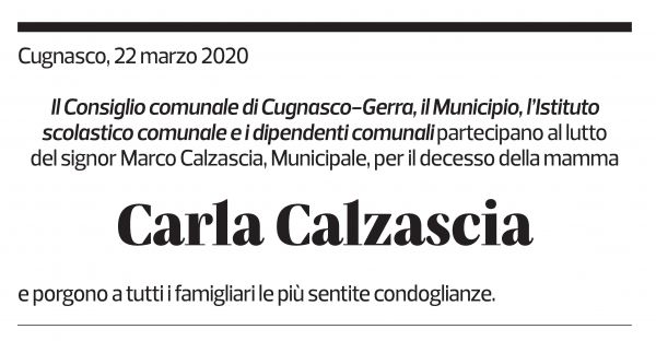Annuncio funebre Carla Calzascia
