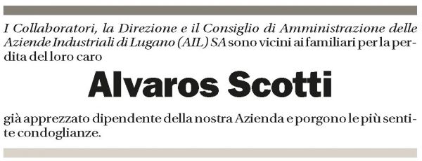 Annuncio funebre Alvaros Scotti