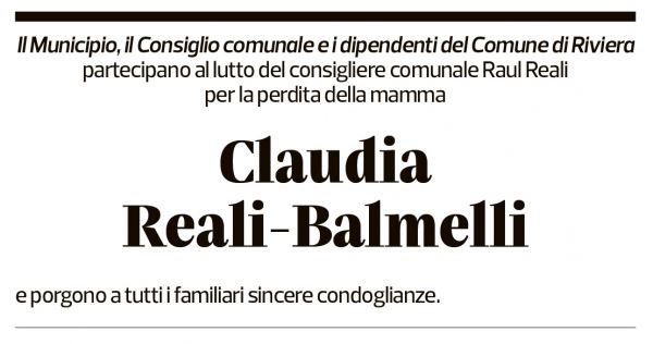 Annuncio funebre Claudia Reali-balmelli