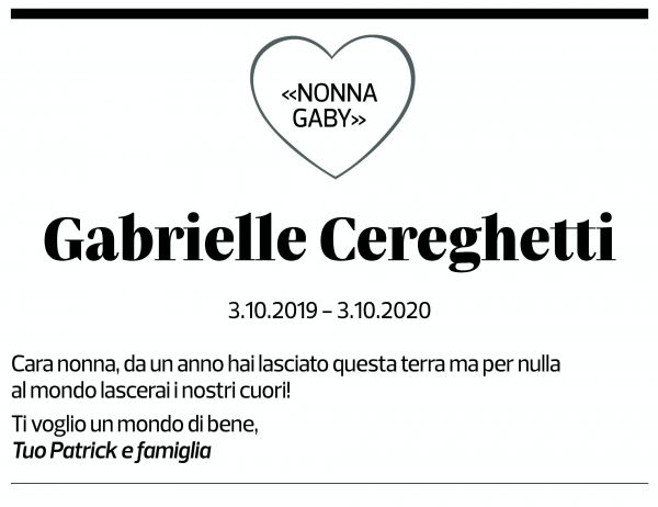 Annuncio funebre Gabrielle Cereghetti