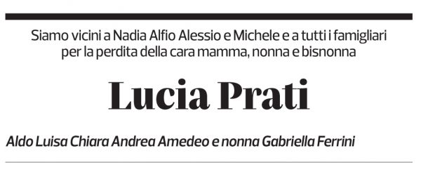 Annuncio funebre Lucia Prati
