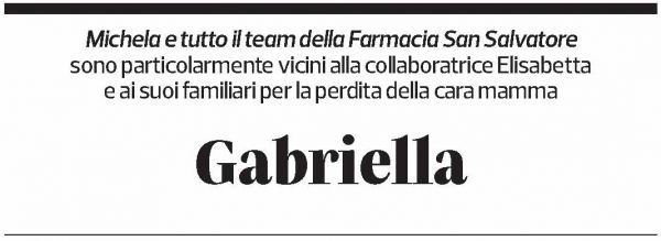 Annuncio funebre Gabriella Godenzi