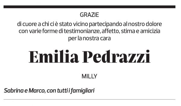 Annuncio funebre Emilia Pedrazzi