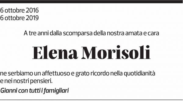 Annuncio funebre Elena Morisoli