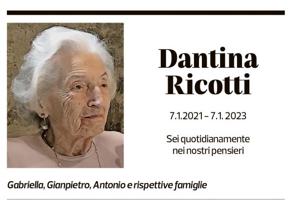 Annuncio funebre Dantina Ricotti