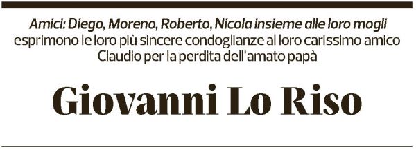 Annuncio funebre Giovanni Lo Riso