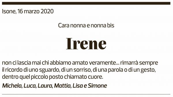 Annuncio funebre Irene Luisa Burà