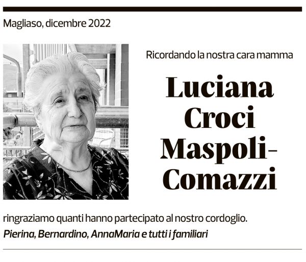 Annuncio funebre Luciana Croci Maspoli-comazzi