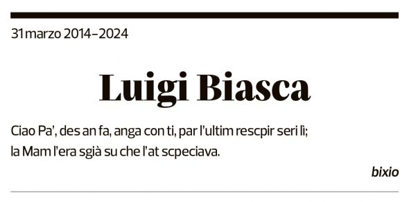 Annuncio funebre Luigi Biasca