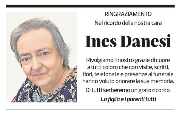 Annuncio funebre Ines Danesi
