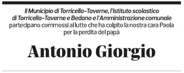 Annuncio funebre Antonio Giorgio