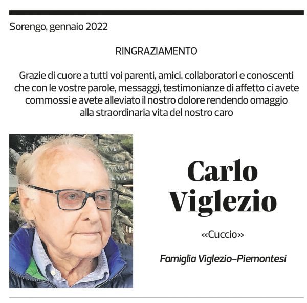 Annuncio funebre Carlo Viglezio