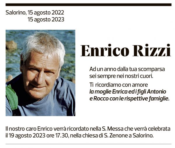 Annuncio funebre Enrico Rizzi