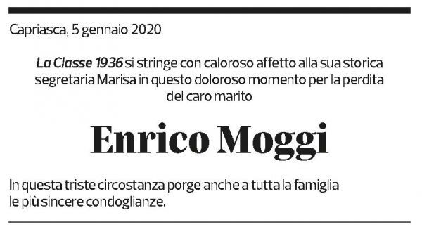 Annuncio funebre Enrico Moggi