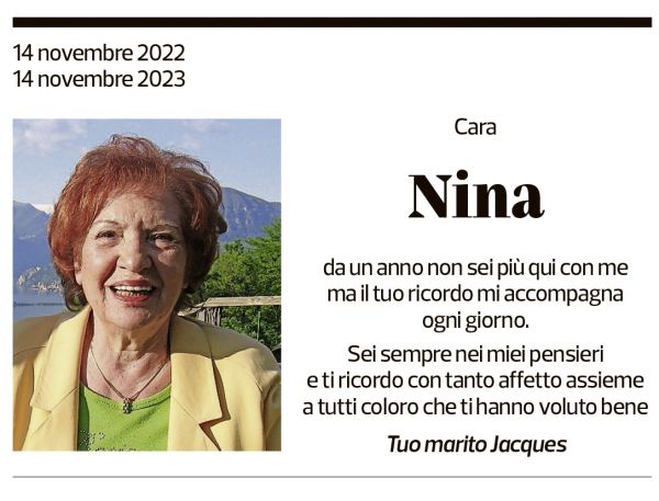 Annuncio funebre Nina 