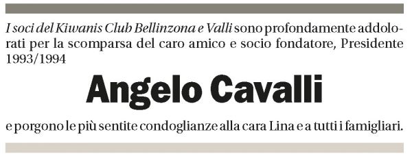 Annuncio funebre Angelo Cavalli