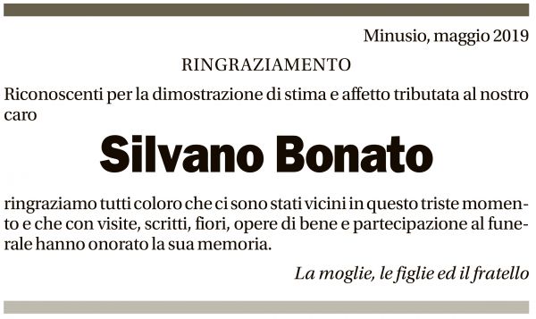 Annuncio funebre Silvano Bonato