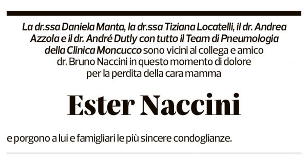 Annuncio funebre Ester Naccini