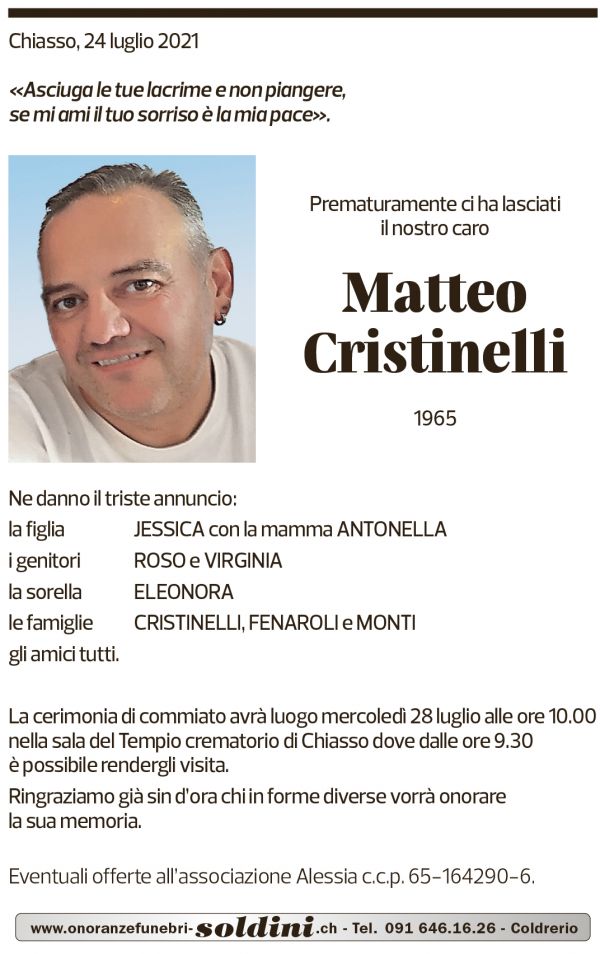 Annuncio funebre Matteo Cristinelli